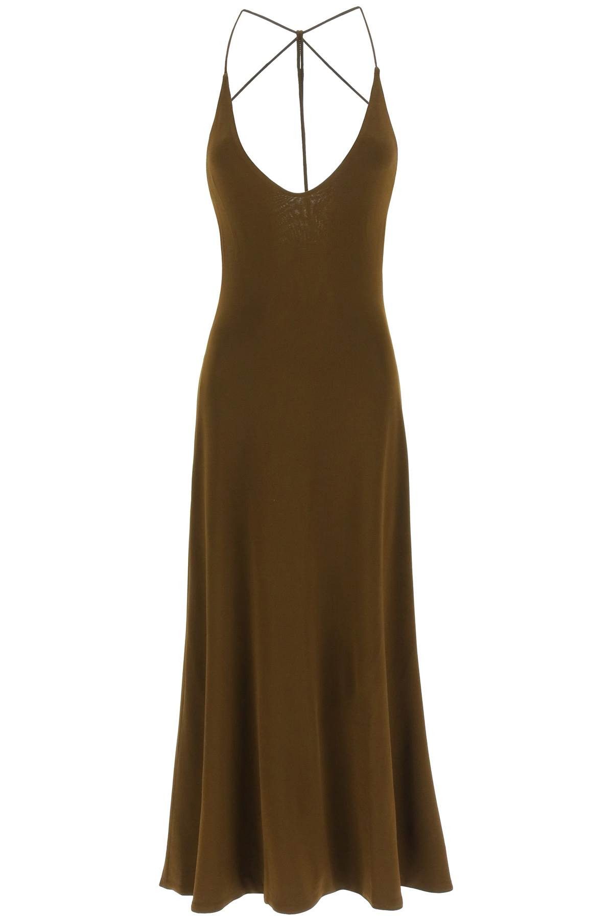 image of Khaite Rina Midi Dress in Khaki, Women's (Size Medium)