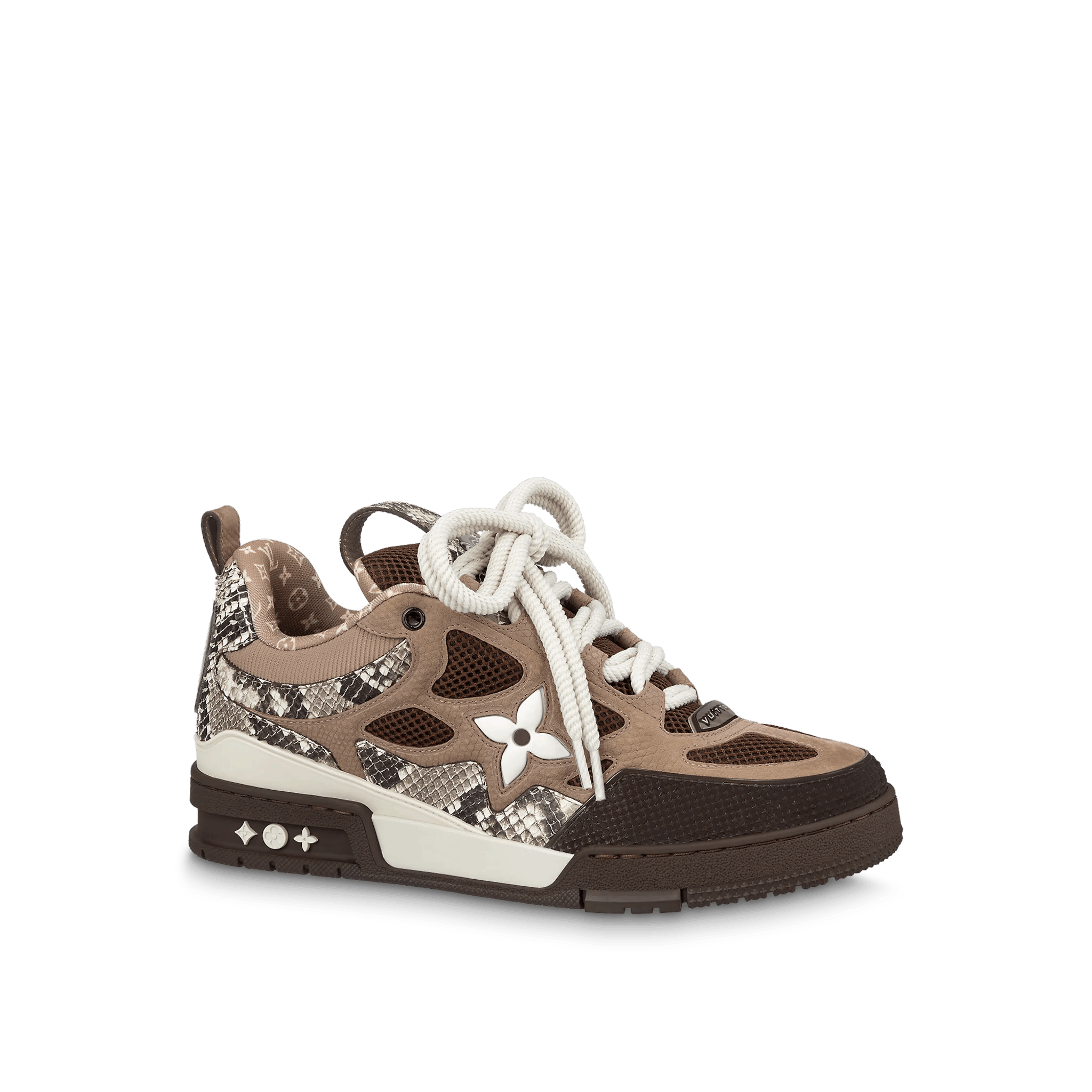 image of Louis Vuitton Fw 2022 Python Skin Skate Sneakers in Brown, Men's (Size 9)