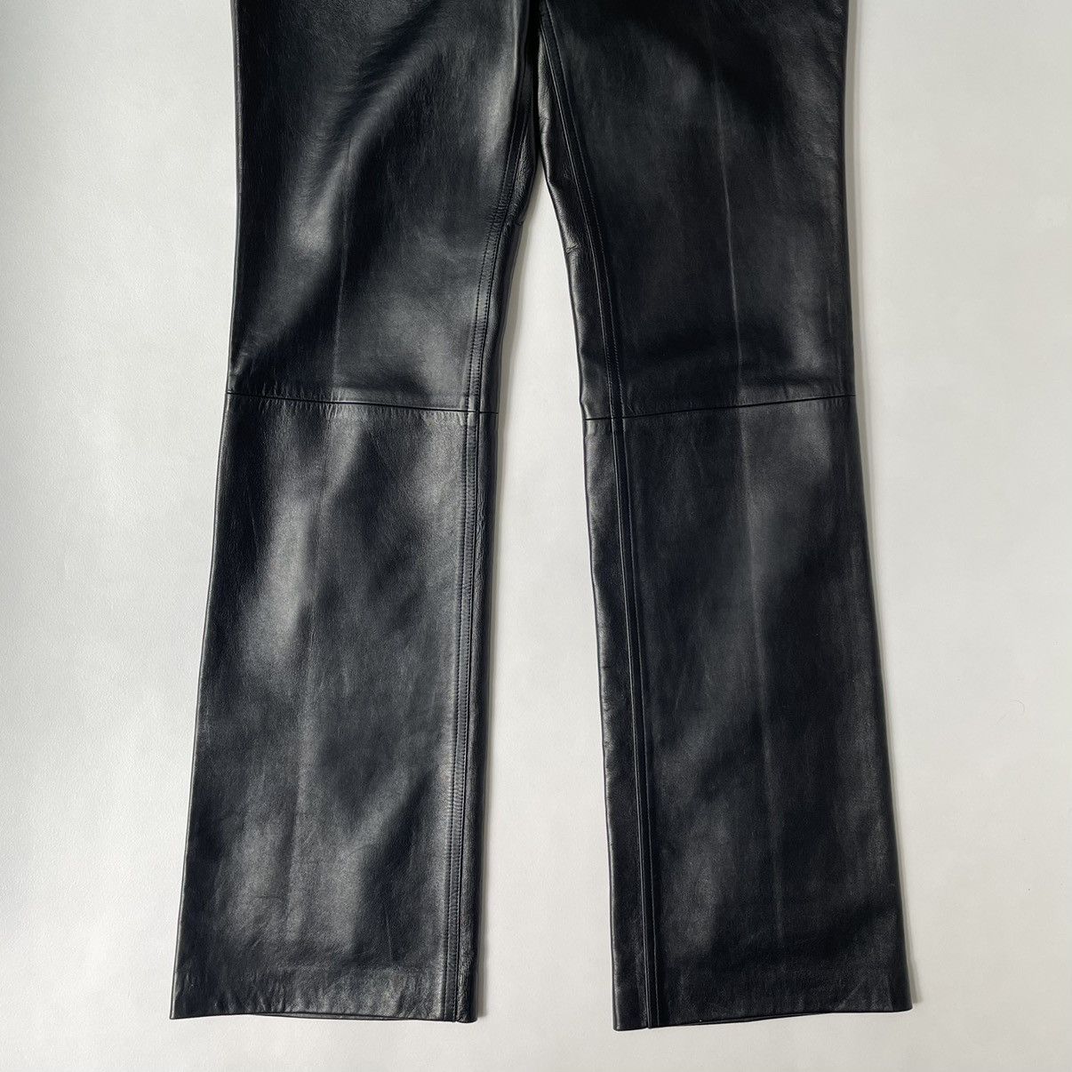 Celine Black Leather Flared Leg Trousers Size 28" / US 6 / IT 42 - 5 Thumbnail