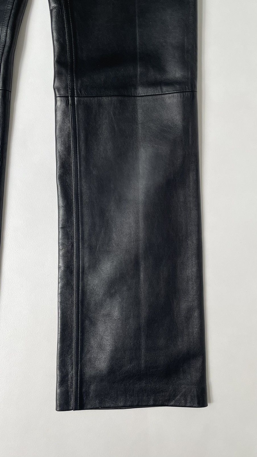 Celine Black Leather Flared Leg Trousers Size 28" / US 6 / IT 42 - 6 Thumbnail