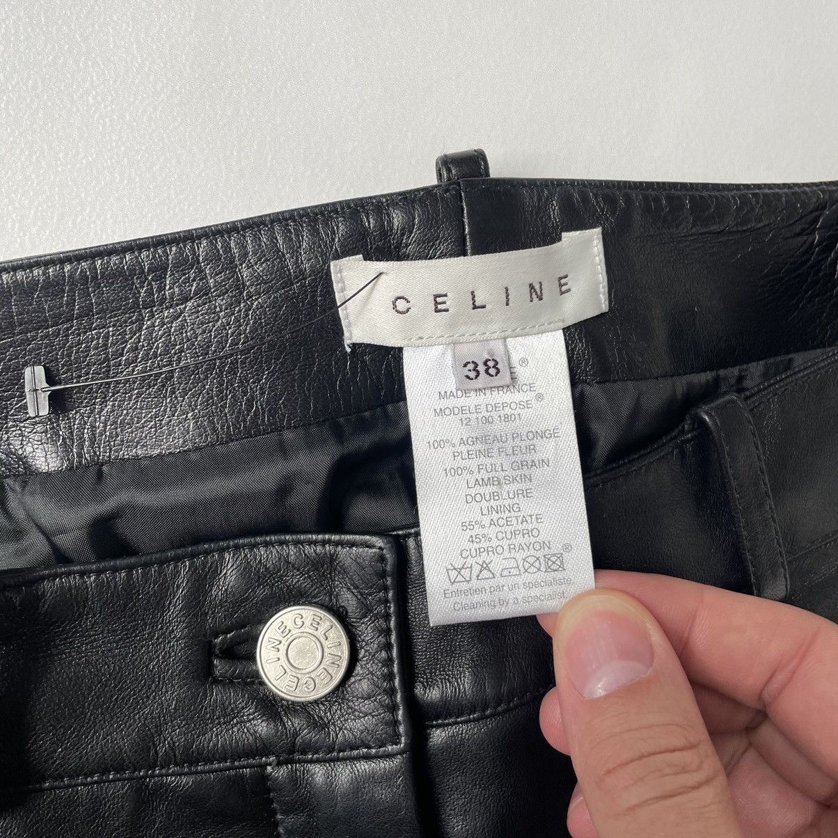 Celine Black Leather Flared Leg Trousers Size 28" / US 6 / IT 42 - 3 Thumbnail