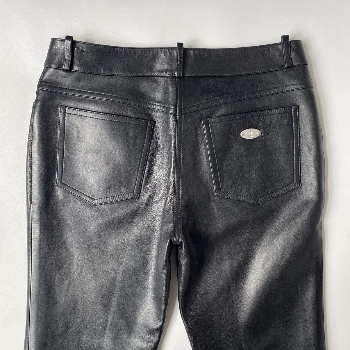 Celine Black Leather Flared Leg Trousers Size 28" / US 6 / IT 42 - 8 Thumbnail