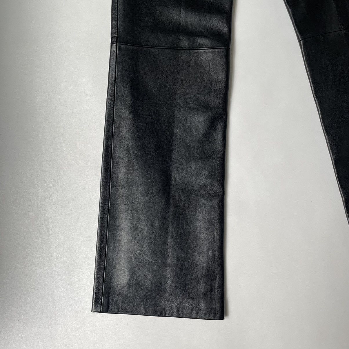 Celine Black Leather Flared Leg Trousers Size 28" / US 6 / IT 42 - 9 Thumbnail