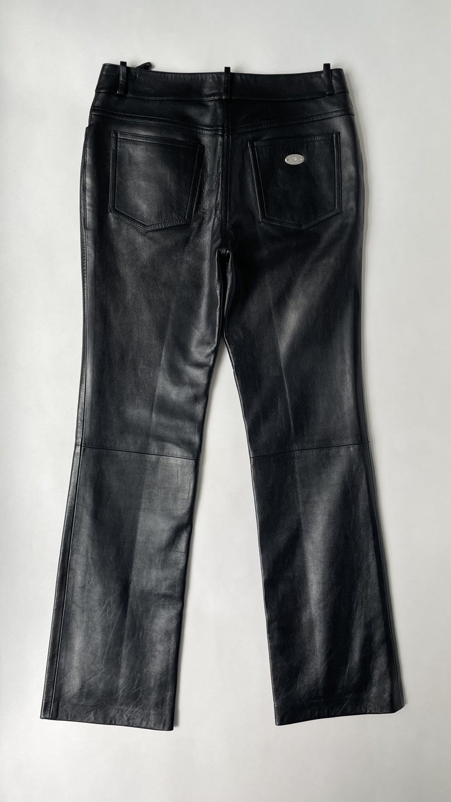 Celine Black Leather Flared Leg Trousers Size 28" / US 6 / IT 42 - 7 Thumbnail