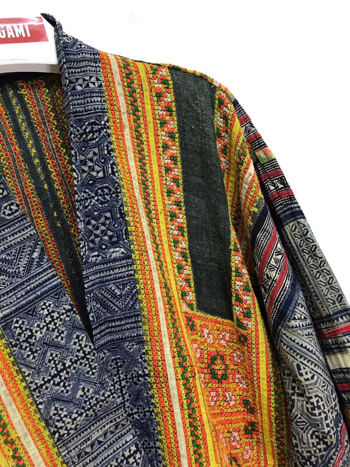 Indigo ☠Rare Vtg Hybrid Patchwork Jacket Woven Cotton Indigo Blue Size US L / EU 52-54 / 3 - 8 Thumbnail