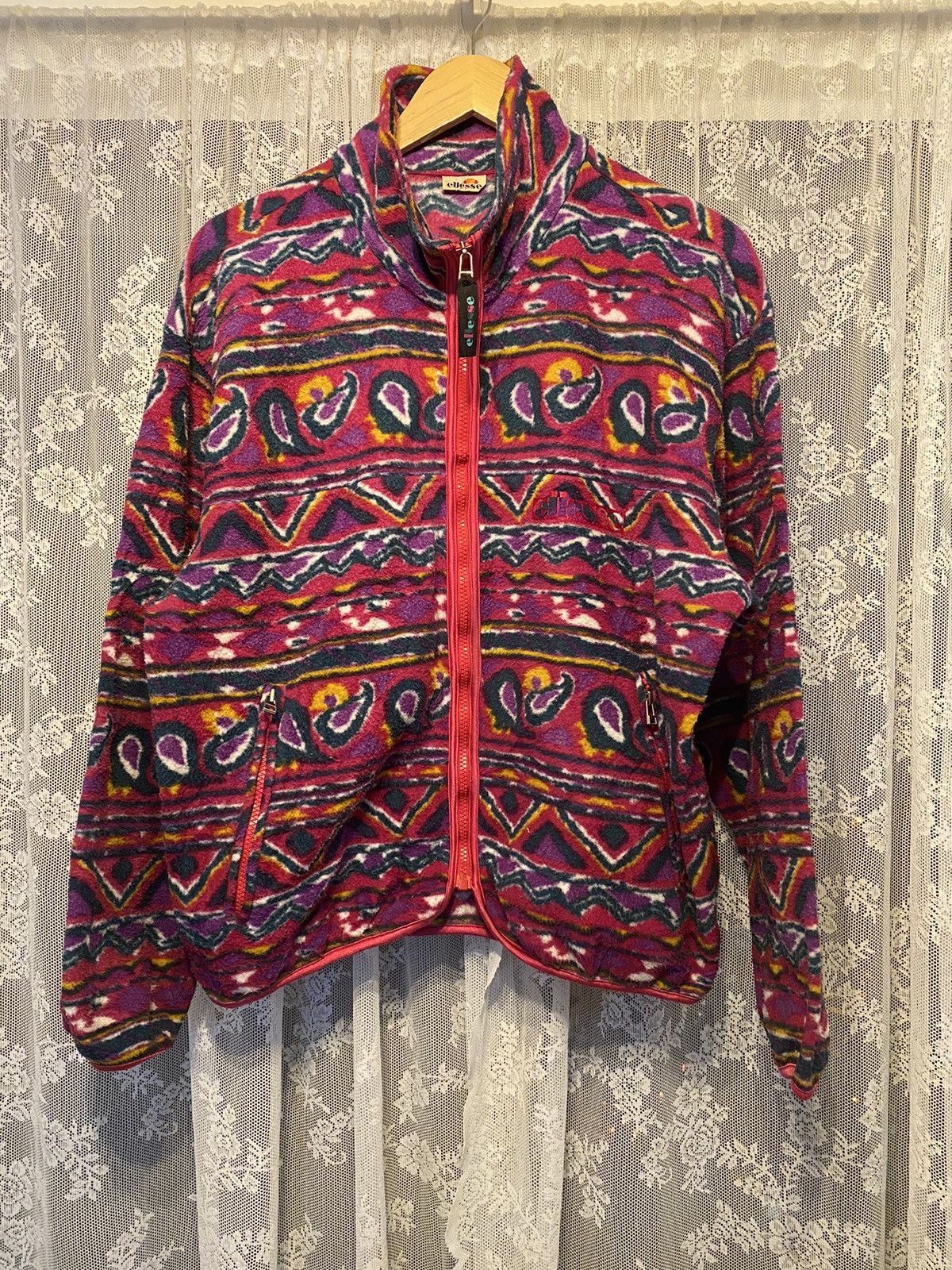 Ellesse 90's Striking Paisley Ellesse Fleece Vintage Jacket Size US L / EU 52-54 / 3 - 1 Thumbnail