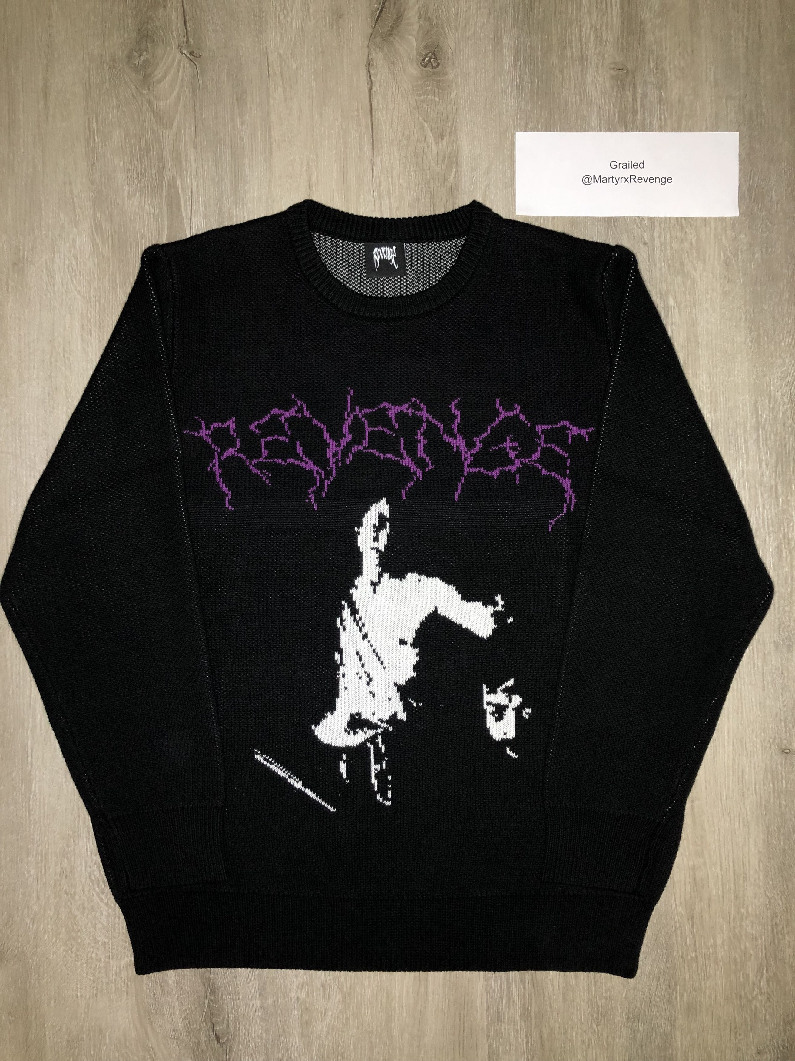 Revenge Knit Logo Crewneck Sweater Black/Red