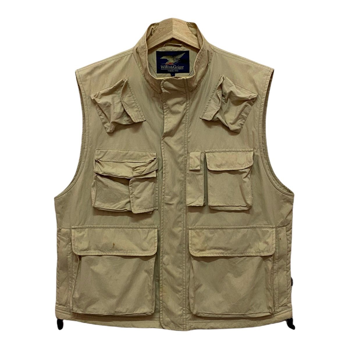 image of Archival Clothing x Military Willis & Geiger Multi Pocket Parachute Combat Vest in Cream (Size Medi