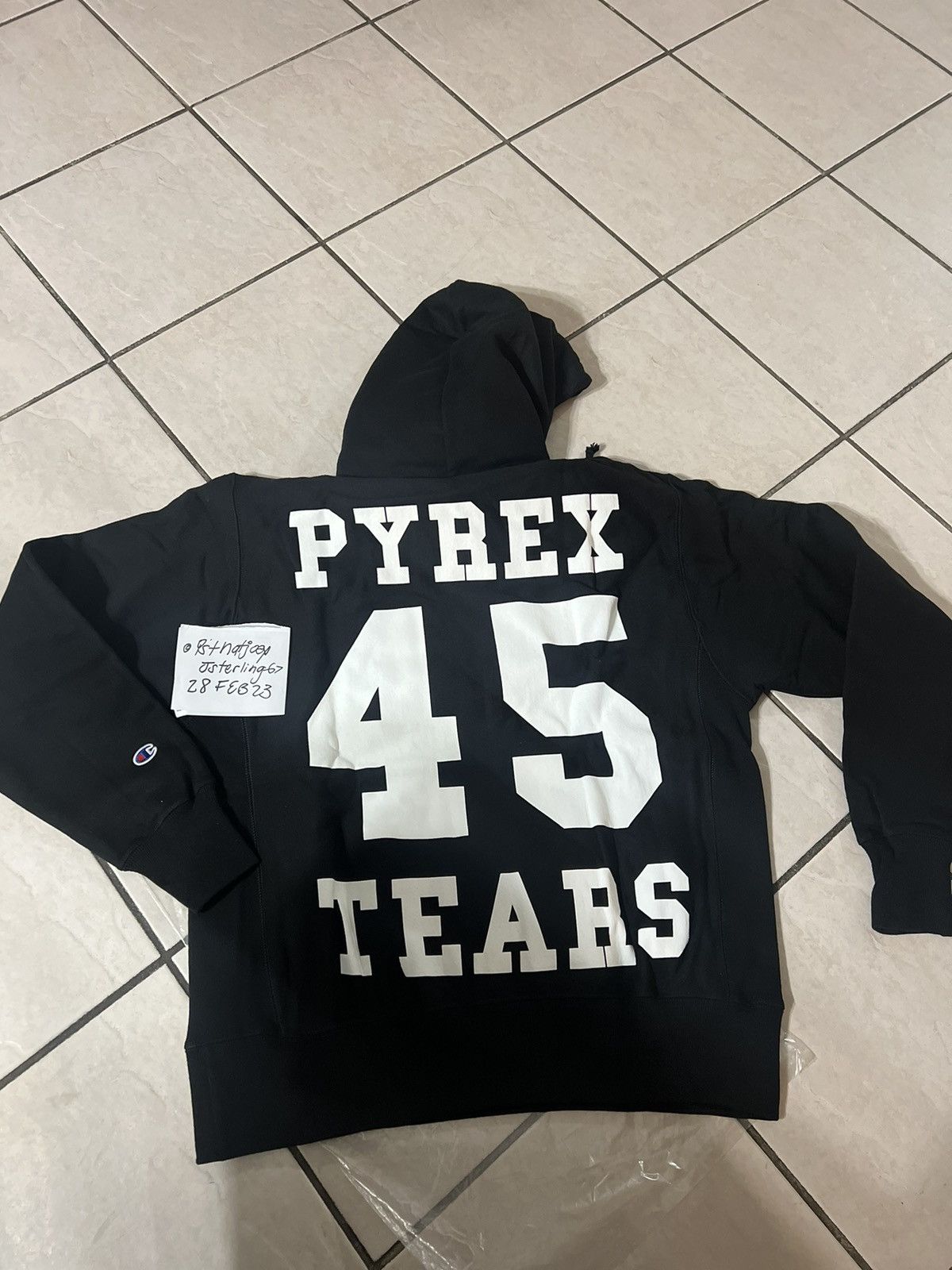 image of Pyrex X Denim Tears X Champion Hoodie in Black, Men's (Size Medium)