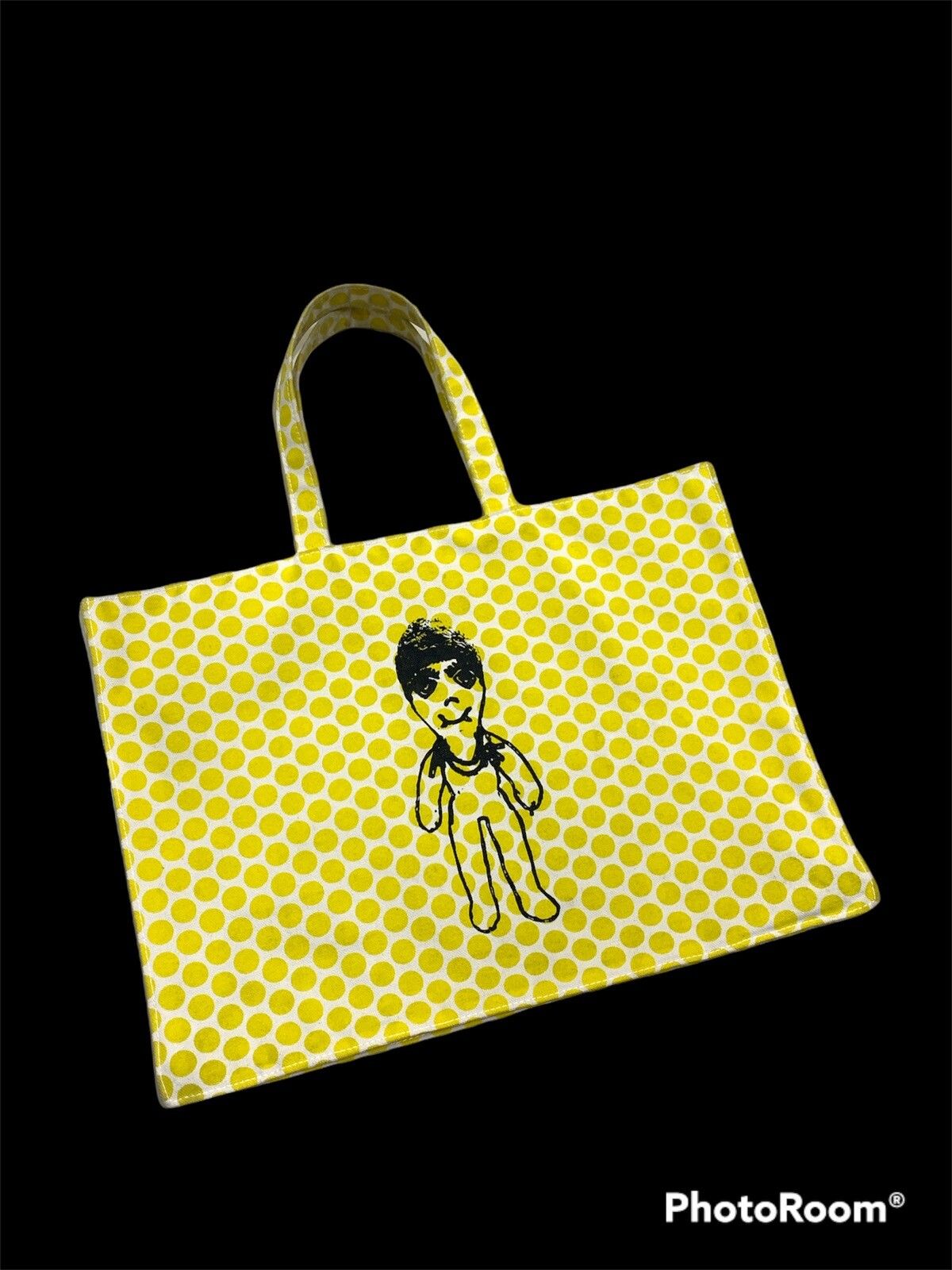 Pre-owned Marni Winter 2009 Doll Printed Canvas Tote Bag In Yellow White