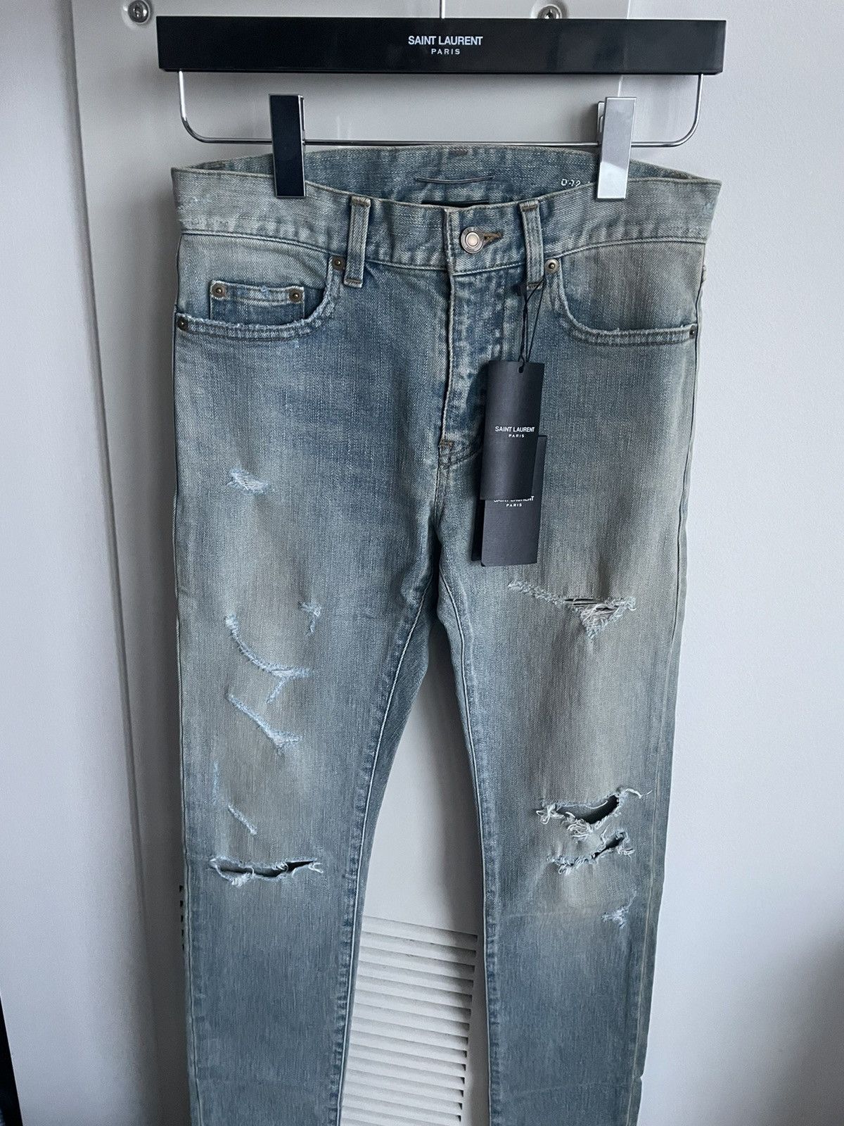 Hedi Slimane × Saint Laurent Paris × Yves Saint Laurent Super RARE Saint Laurent by Hedi Slimane Trash Crash Denim Size US 28 / EU 44 - 3 Thumbnail