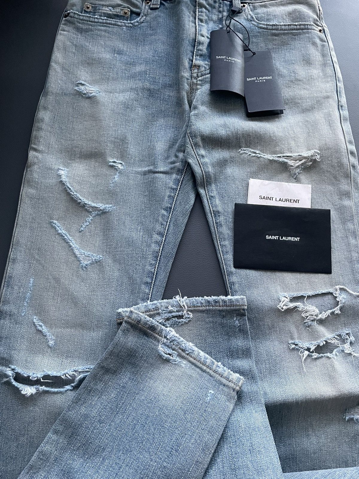 Hedi Slimane × Saint Laurent Paris × Yves Saint Laurent Super RARE Saint Laurent by Hedi Slimane Trash Crash Denim Size US 28 / EU 44 - 14 Thumbnail