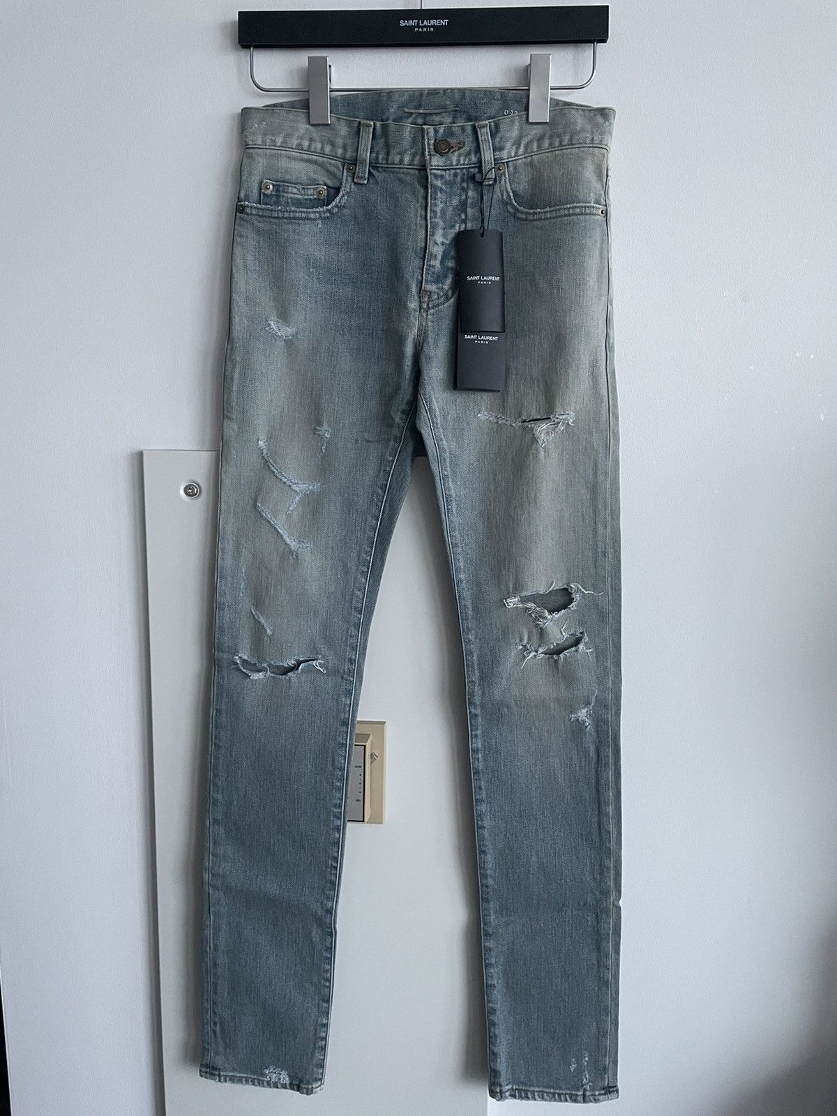 Hedi Slimane × Saint Laurent Paris × Yves Saint Laurent Super RARE Saint Laurent by Hedi Slimane Trash Crash Denim Size US 28 / EU 44 - 2 Thumbnail