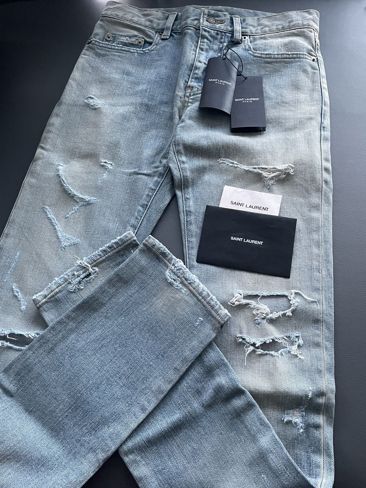 Hedi Slimane × Saint Laurent Paris × Yves Saint Laurent Super RARE Saint Laurent by Hedi Slimane Trash Crash Denim Size US 28 / EU 44 - 13 Thumbnail