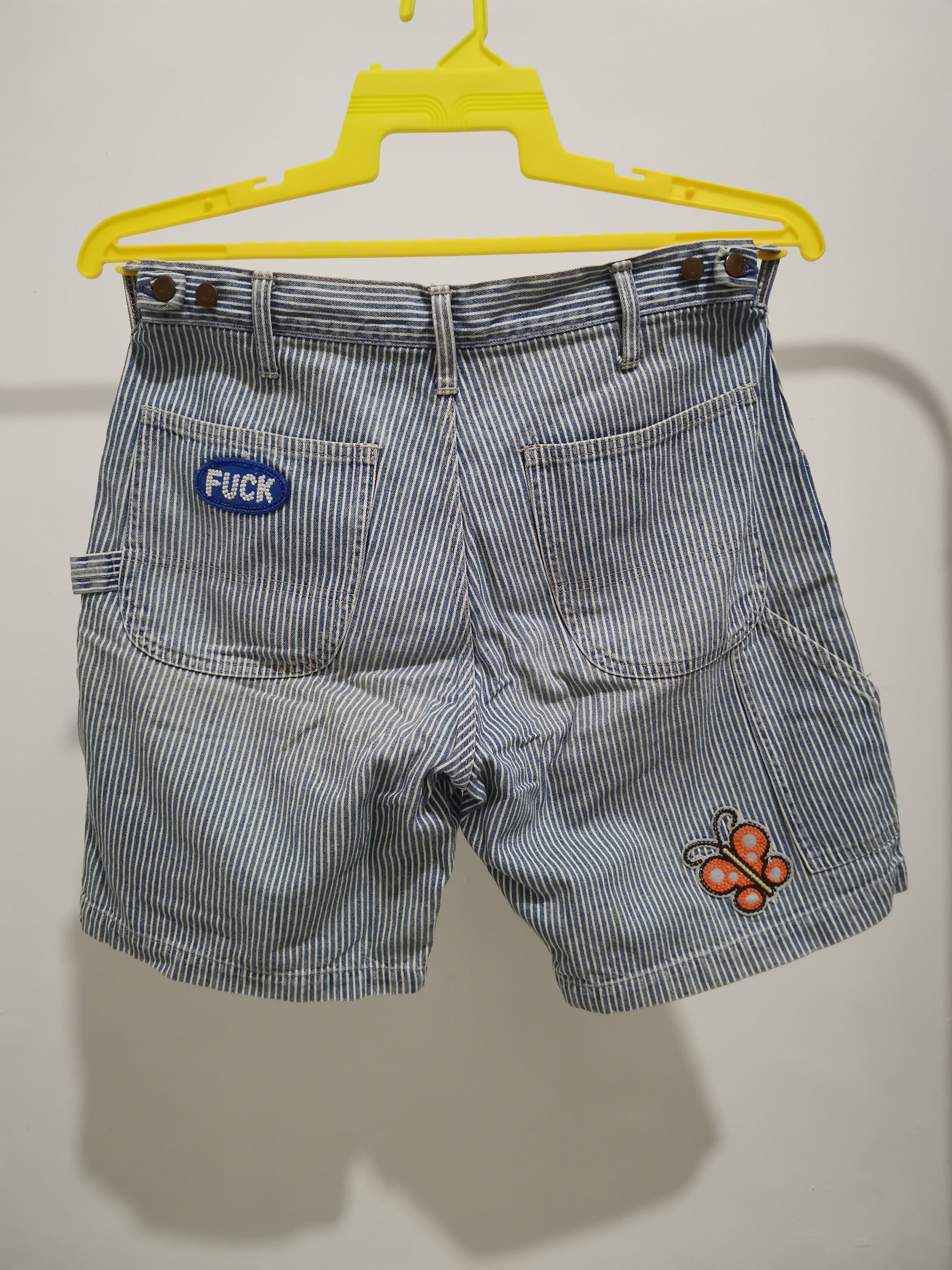 image of Hysteric Glamour Shorts Pants Fuck Patches Striped Workers, Men's (Size 28)
