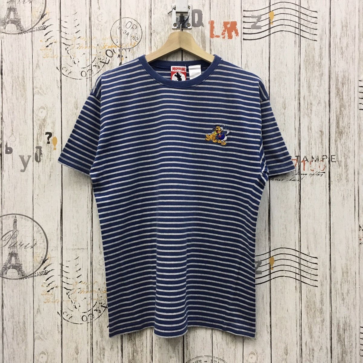 Cartoon Network × Vintage Vintage 90s Donald Duck & Pluto Embroidery Striped Tee Size US M / EU 48-50 / 2 - 1 Thumbnail