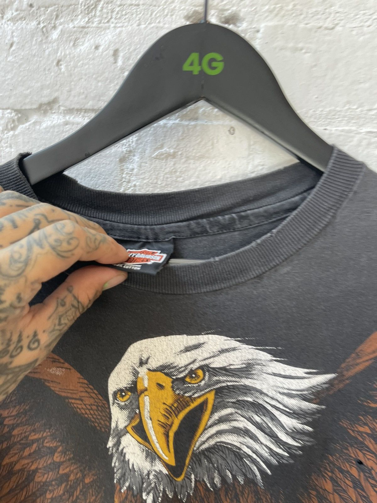 Harley Davidson × Vintage Vintage 90s THRASHED HARLEY OVERSIZE EAGLE SHIRT 4Gseller Size US L / EU 52-54 / 3 - 3 Thumbnail
