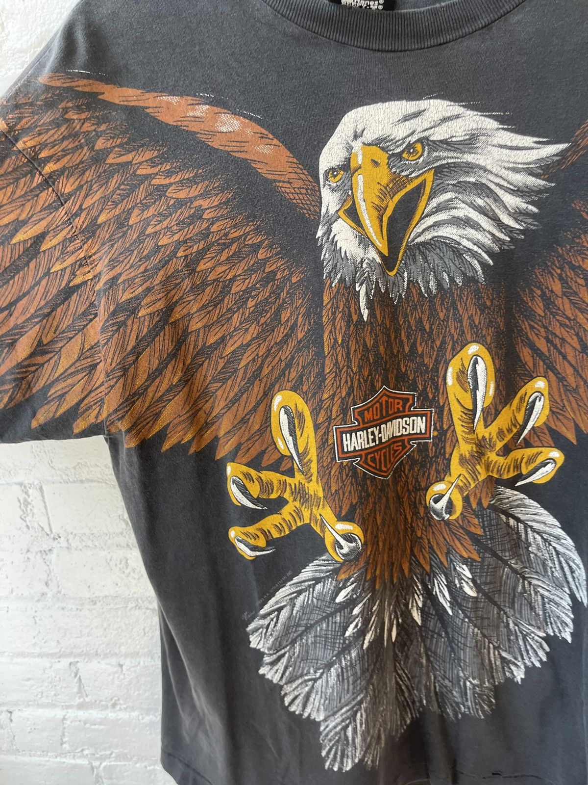 Harley Davidson × Vintage Vintage 90s THRASHED HARLEY OVERSIZE EAGLE SHIRT 4Gseller Size US L / EU 52-54 / 3 - 7 Thumbnail