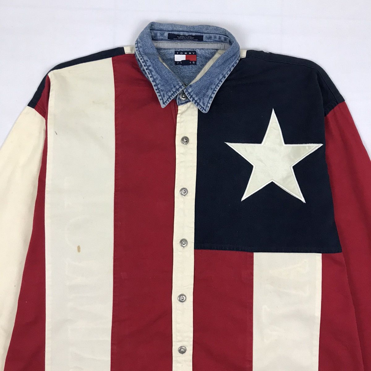 Tommy Hilfiger × Tommy Jeans × Vintage Vintage Tommy Hilfiger American Flag Shirt Size US XL / EU 56 / 4 - 8 Thumbnail