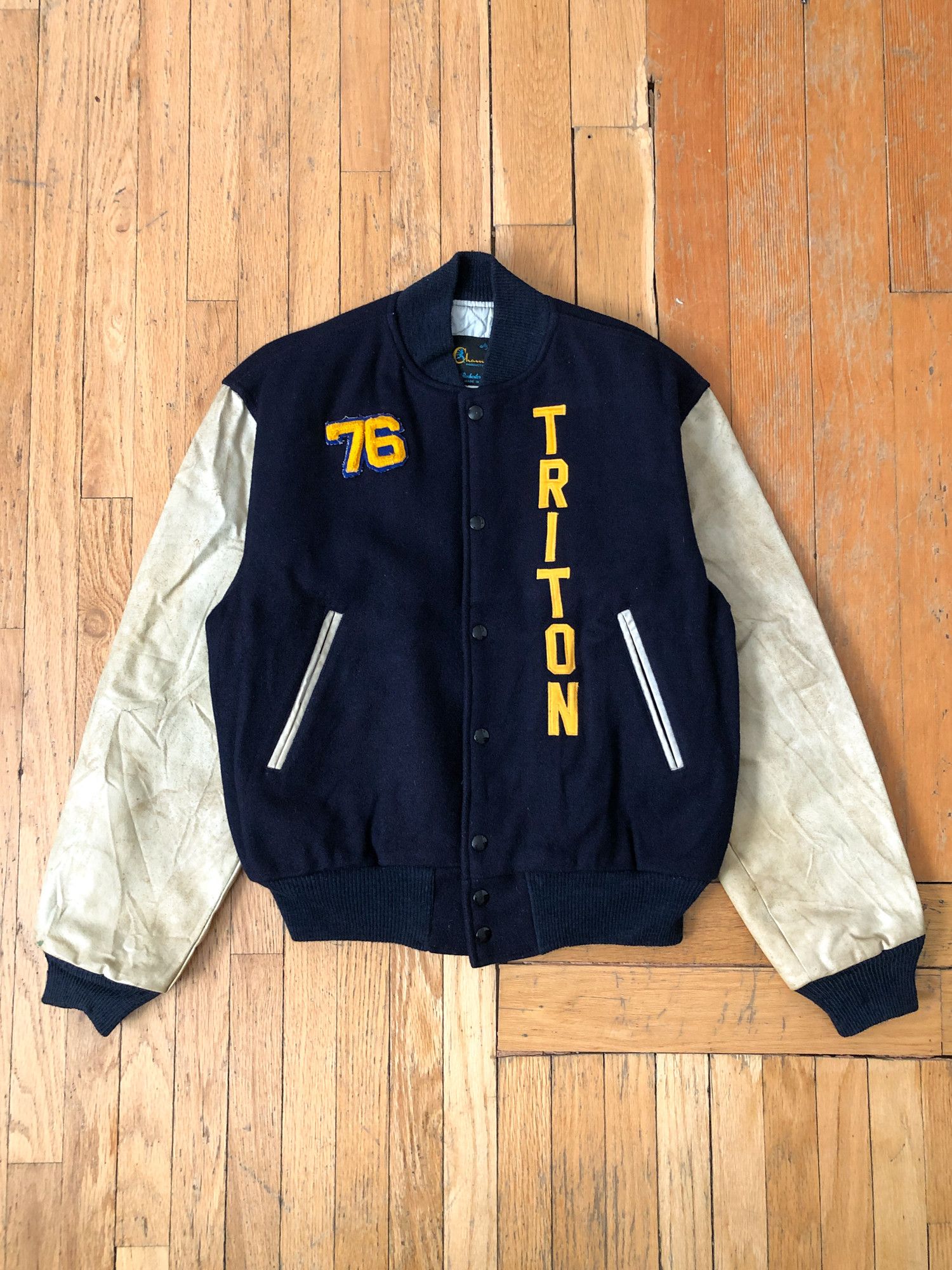 Champion × Vintage 1976 Boxy 'Trojans' Triton College Champion Varsity Jacket Size US M / EU 48-50 / 2 - 2 Thumbnail