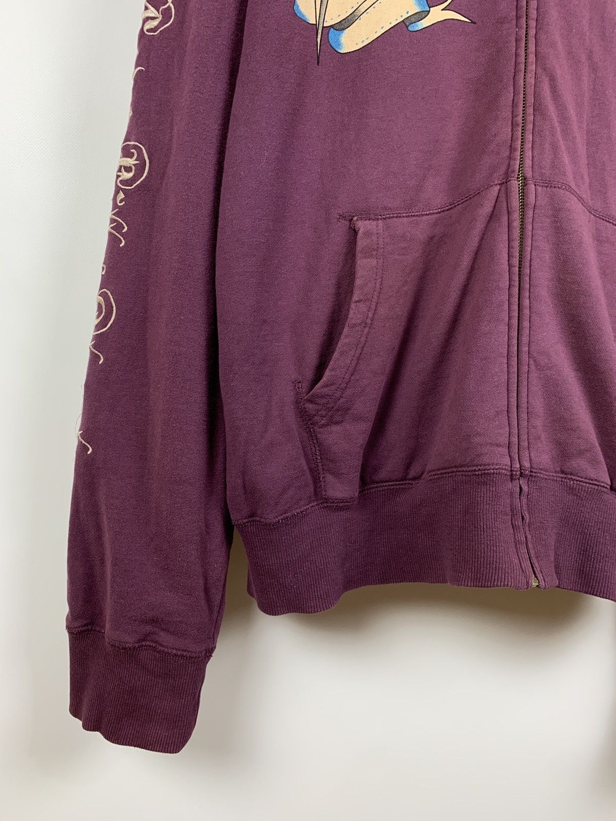 Christian Audigier Vintage Ed Hardy Purple Love Kills Slowly Skull Y2K Hoodie Size US XL / EU 56 / 4 - 13 Thumbnail
