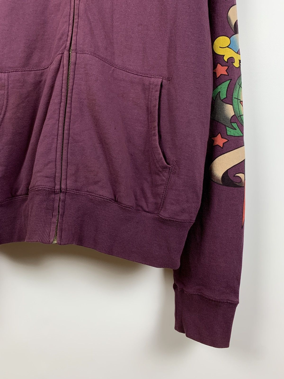 Christian Audigier Vintage Ed Hardy Purple Love Kills Slowly Skull Y2K Hoodie Size US XL / EU 56 / 4 - 14 Thumbnail