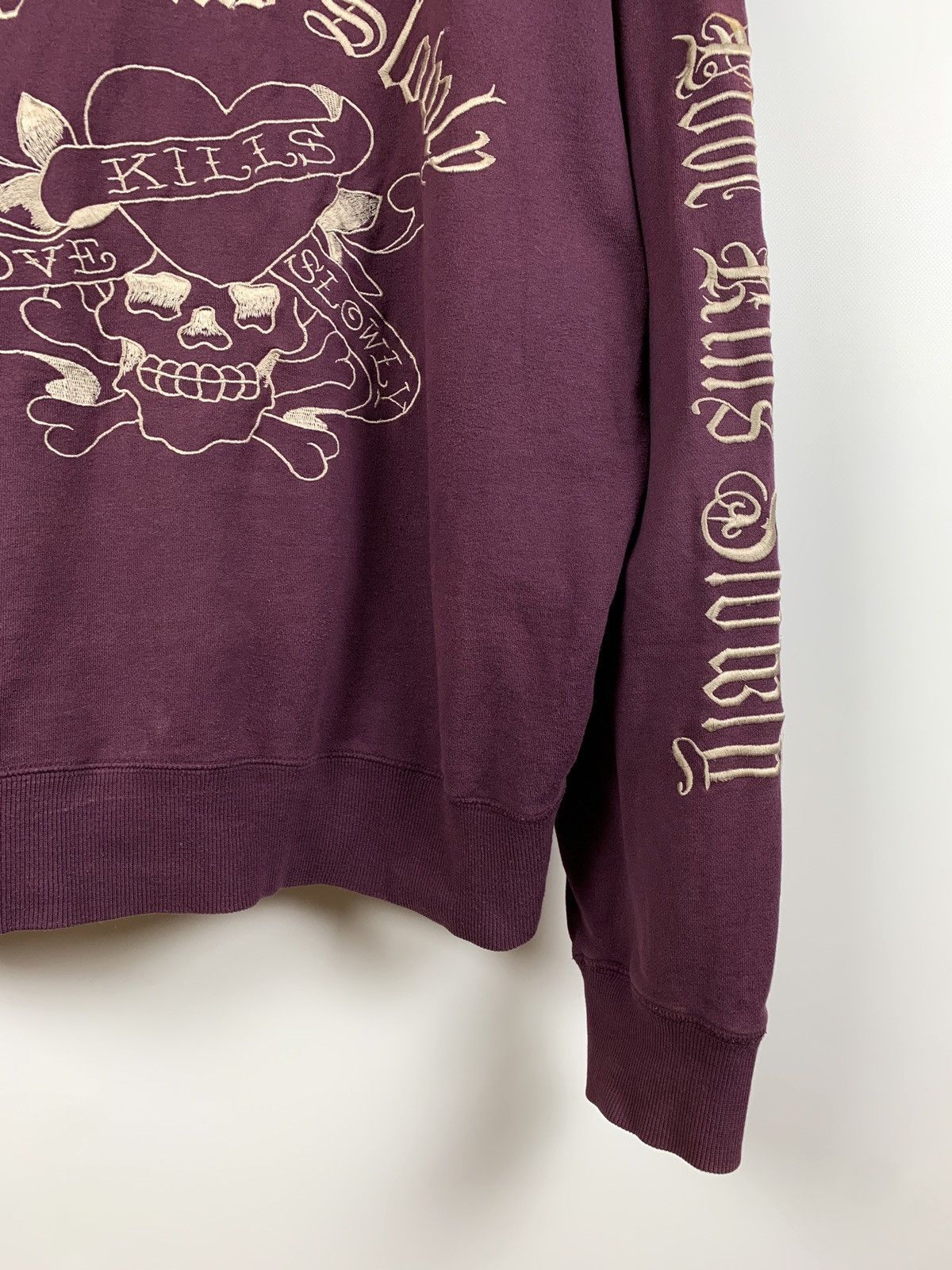 Christian Audigier Vintage Ed Hardy Purple Love Kills Slowly Skull Y2K Hoodie Size US XL / EU 56 / 4 - 9 Thumbnail