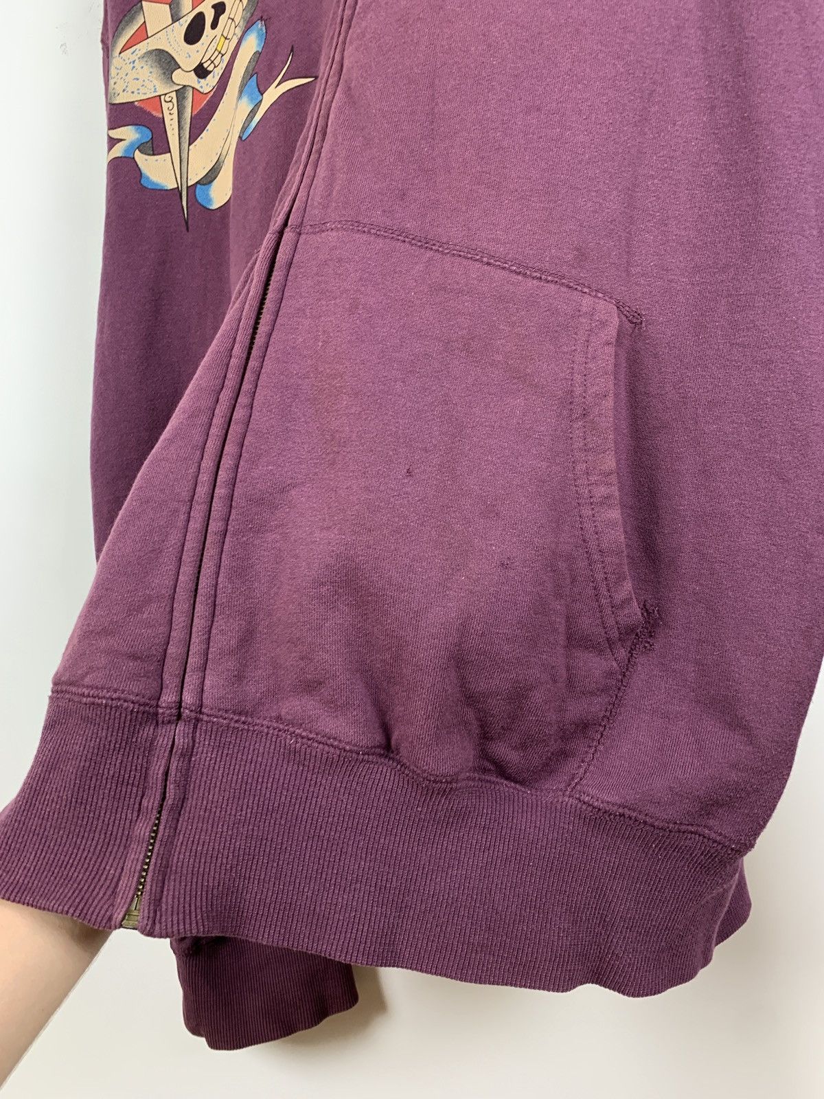 Christian Audigier Vintage Ed Hardy Purple Love Kills Slowly Skull Y2K Hoodie Size US XL / EU 56 / 4 - 19 Thumbnail