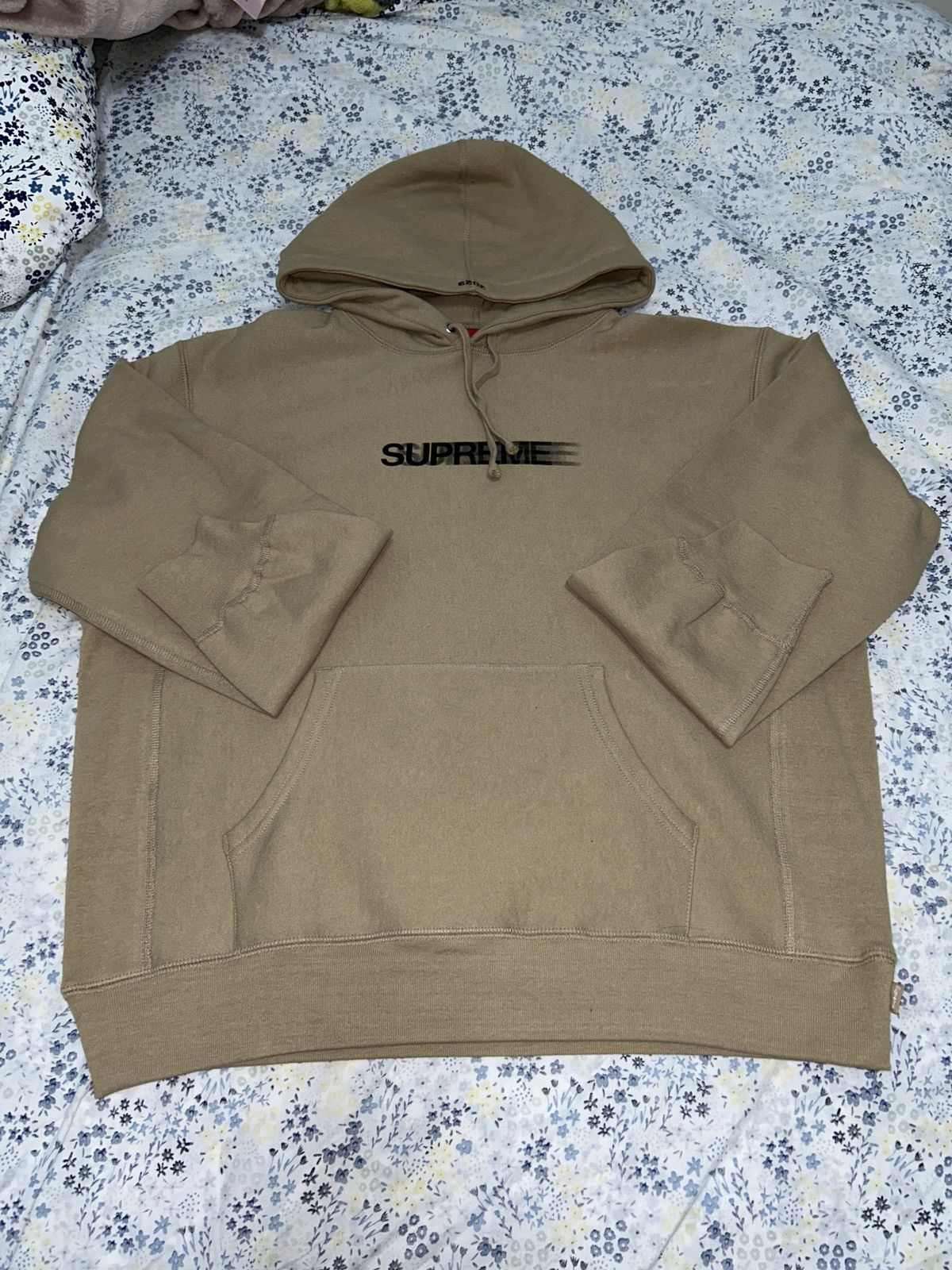 Supreme Supreme motion logo hooded sweatshirt tan 2023 | Grailed