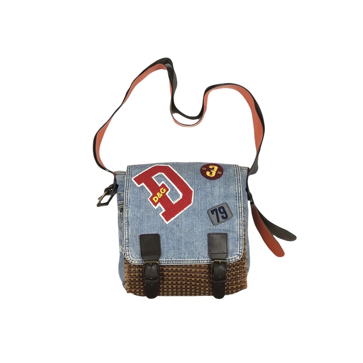 Dolce Gabbana x Italian Designers dolce & Gabbana Denim Patch Messenger Bag in Blue, Men's