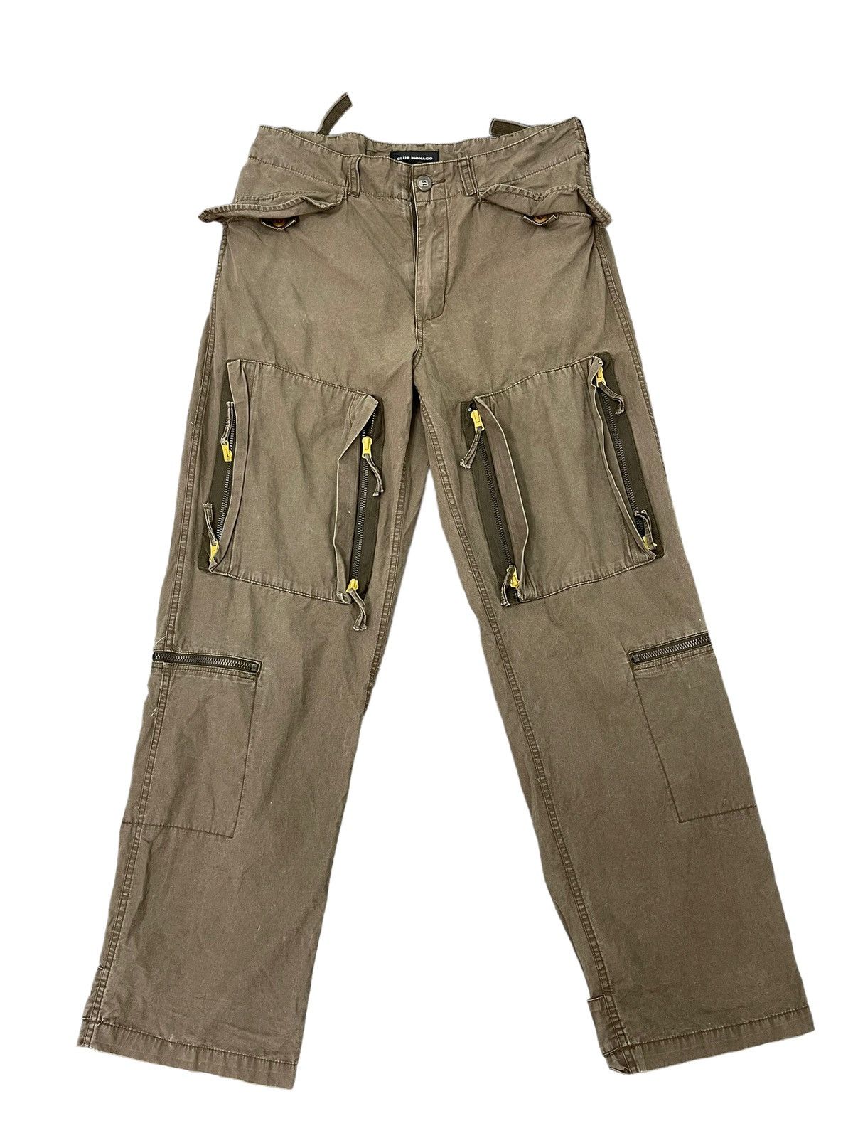 Japanese Brand Multipockets Cargo Wide Pant Club Monaco Faded Military 2🟦5 Size US 35 - 1 Thumbnail
