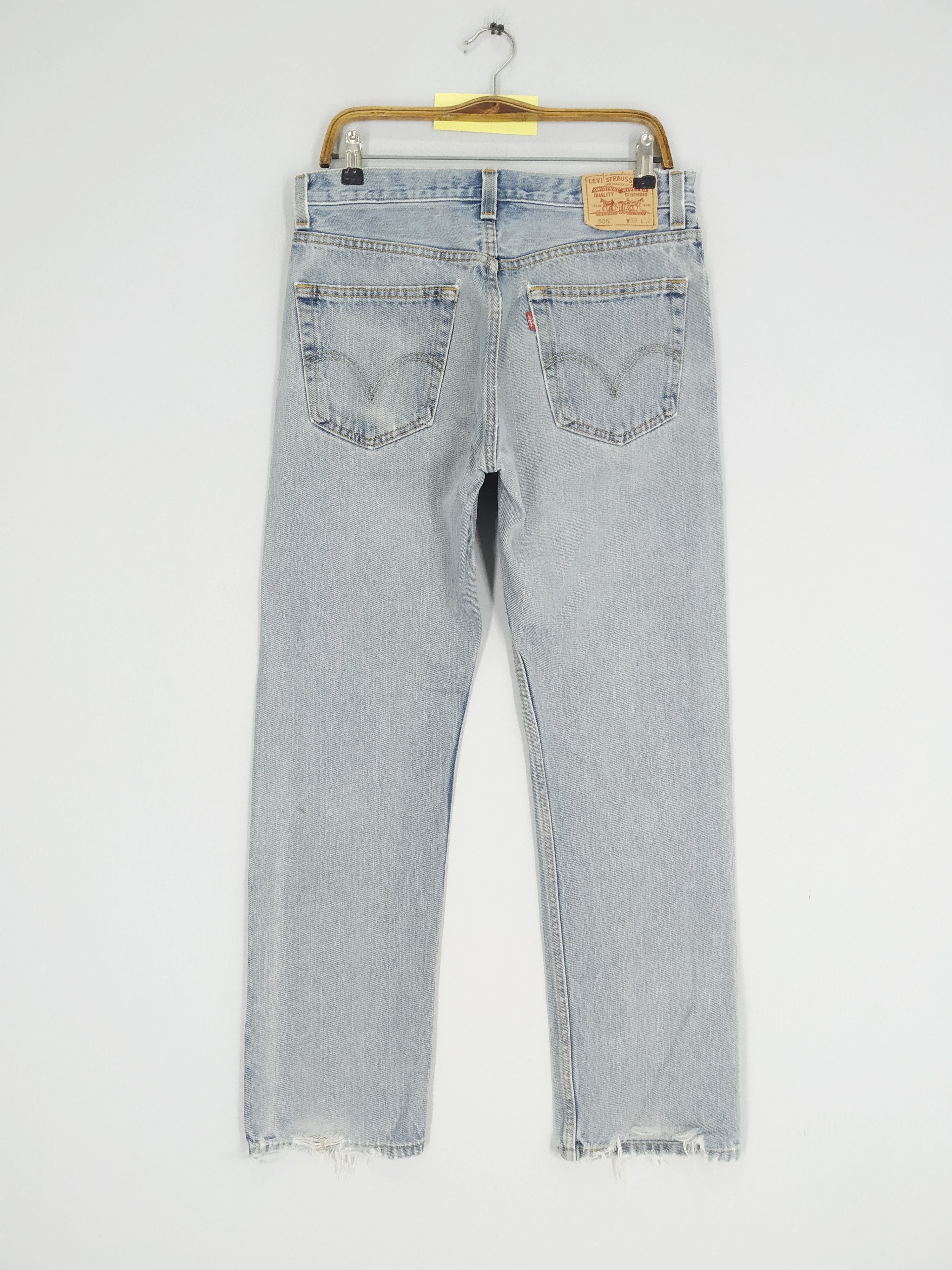 Levi's Vintage 90s Levi's 505 Regular Fit Faded Blue Jeans Ripped Size US 34 / EU 50 - 2 Thumbnail