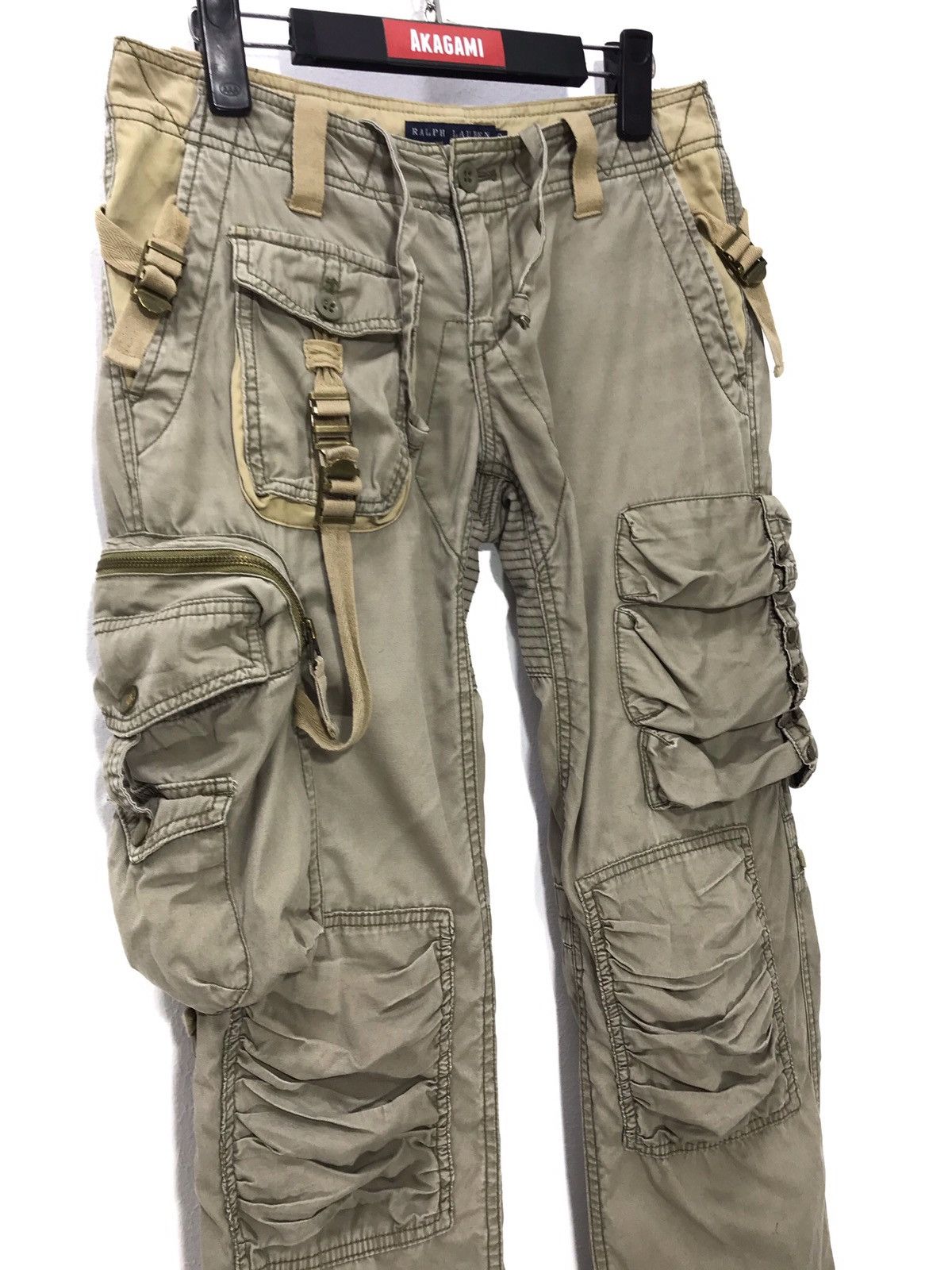 image of Polo Ralph Lauren x Ralph Lauren Ralph Laurent Military Multi Pocket Low Rise Slim 6 in Beige (Size