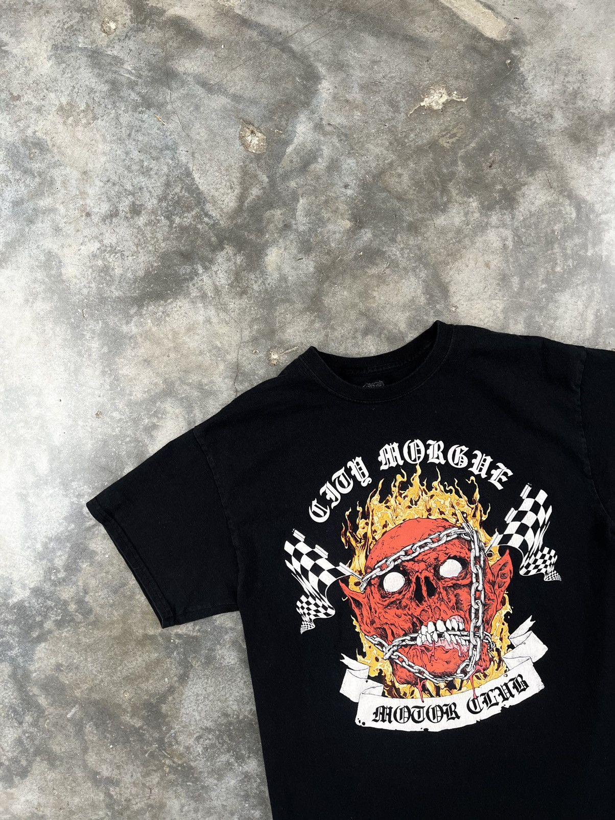 Vintage City Morgue Racing Motor Club Flaming Tee Black Large Size US L / EU 52-54 / 3 - 2 Thumbnail