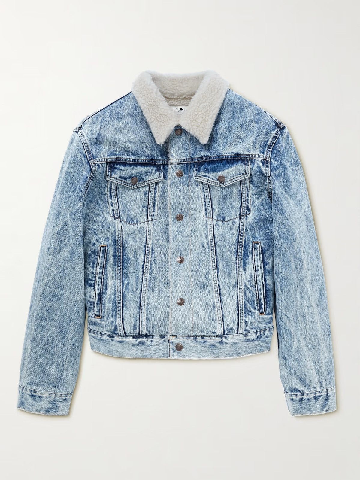 Celine × Hedi Slimane Celine Sherpa Jacket Denim XS Size US S / EU 44-46 / 1 - 11 Thumbnail