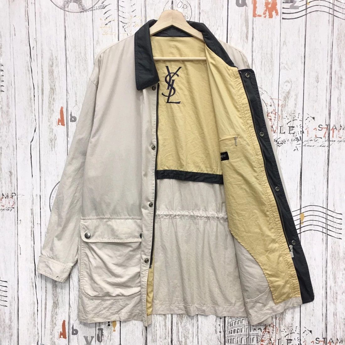 Yves Saint Laurent Rare Yves Saint Laurent Big Logo Embroidery Long Jacket Size US L / EU 52-54 / 3 - 1 Thumbnail