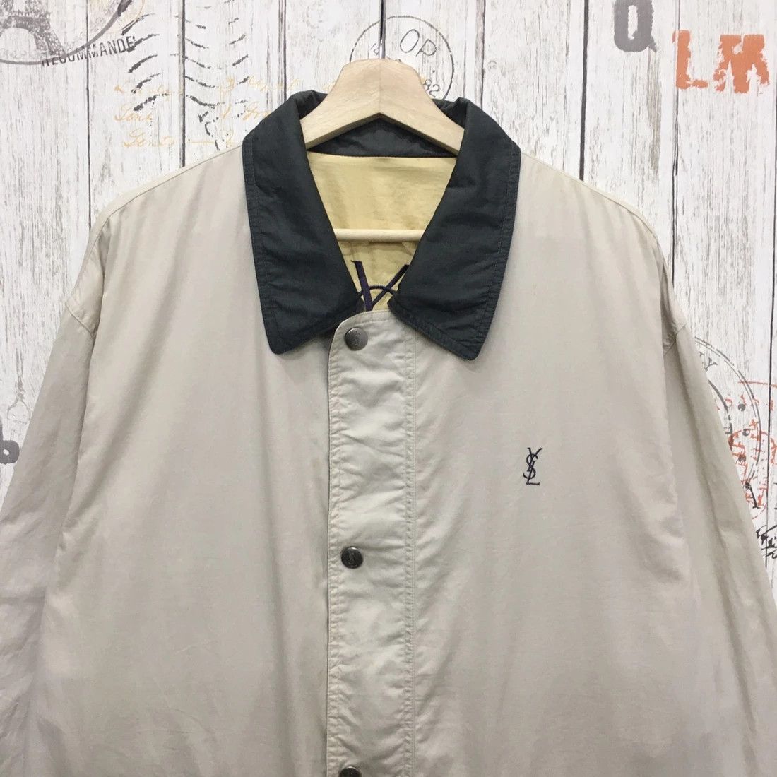 Yves Saint Laurent Rare Yves Saint Laurent Big Logo Embroidery Long Jacket Size US L / EU 52-54 / 3 - 4 Thumbnail
