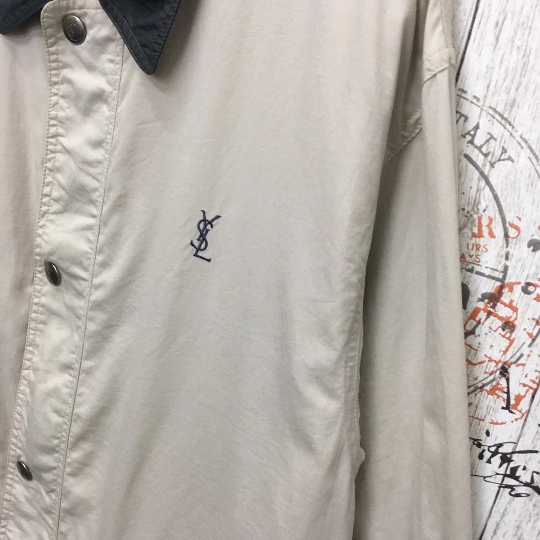 Yves Saint Laurent Rare Yves Saint Laurent Big Logo Embroidery Long Jacket Size US L / EU 52-54 / 3 - 6 Thumbnail