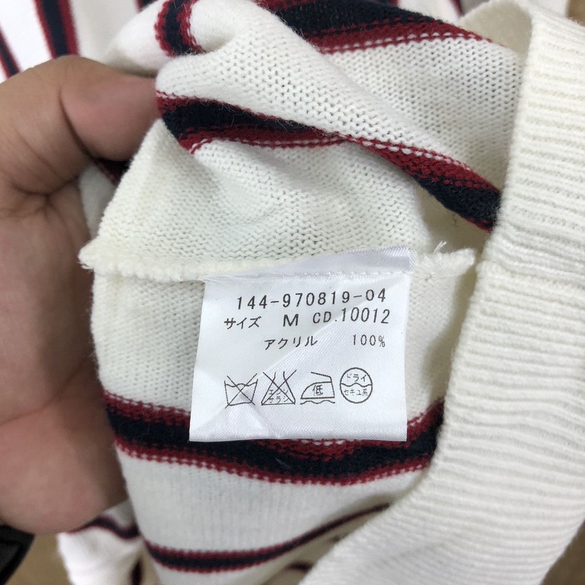 Japanese Brand Igni White Stripe Knitwear vintage #6191 Size US M / EU 48-50 / 2 - 7 Thumbnail