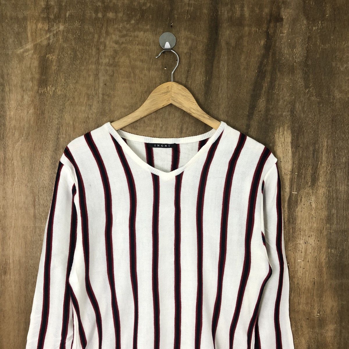 Japanese Brand Igni White Stripe Knitwear vintage #6191 Size US M / EU 48-50 / 2 - 2 Thumbnail