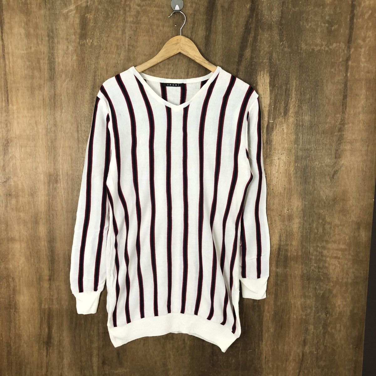 Japanese Brand Igni White Stripe Knitwear vintage #6191 Size US M / EU 48-50 / 2 - 1 Thumbnail