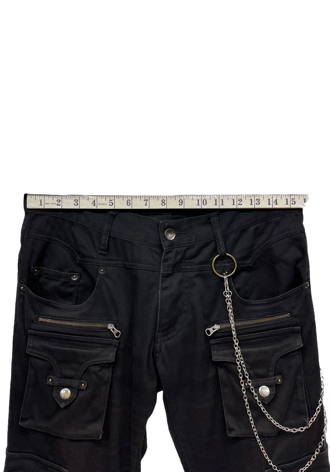 Japanese Brand PUNK Cargo Bondage Zipper Multipocket SlimFit Stretch Black Size US 31 - 7 Thumbnail