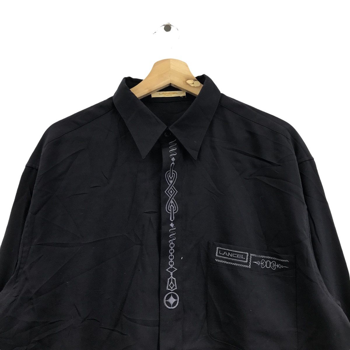 Vtg 80’ LANCEL PARIS Minimalist Side Logo Jacket Trench Coat