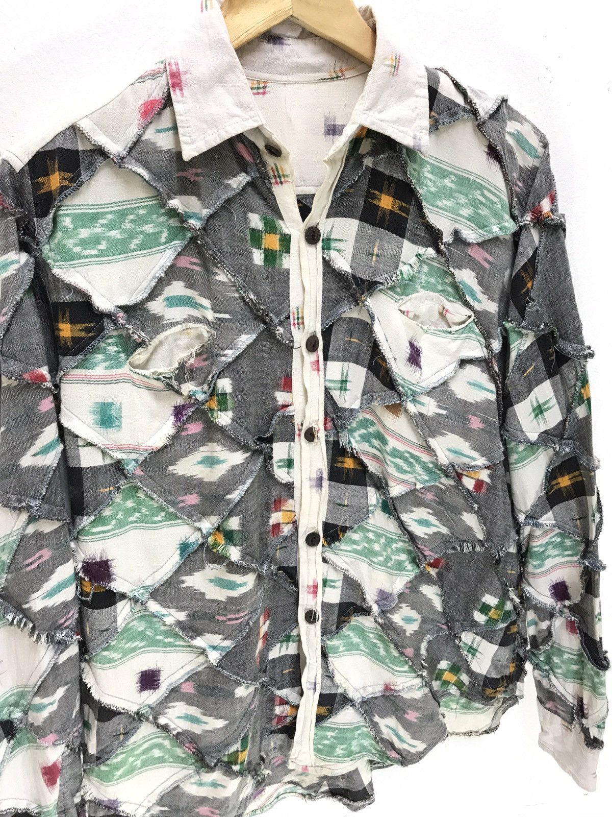Japanese Brand El Rodeo Patchwork Shirt Button Up 5🟩9 Size US M / EU 48-50 / 2 - 2 Thumbnail