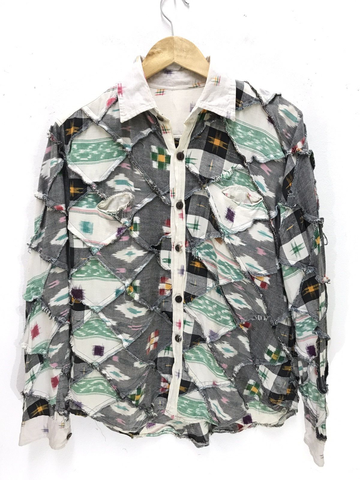 Japanese Brand El Rodeo Patchwork Shirt Button Up 5🟩9 Size US M / EU 48-50 / 2 - 1 Thumbnail