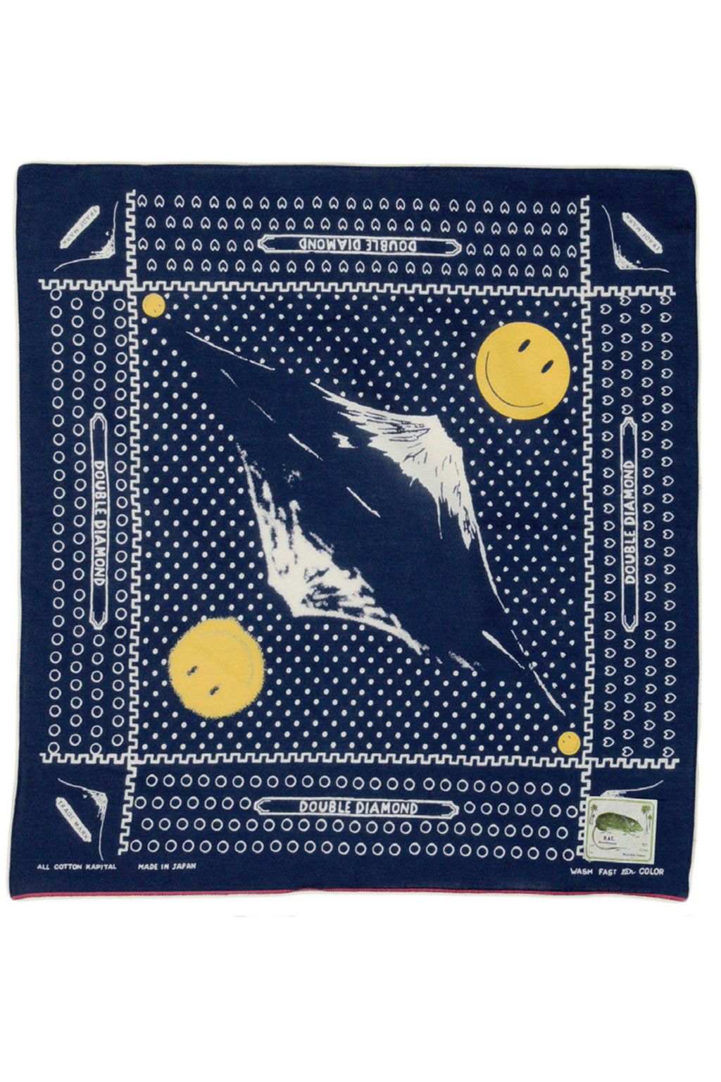 image of Kapital Mt. Fuji Smiley Bandana in Blue, Men's