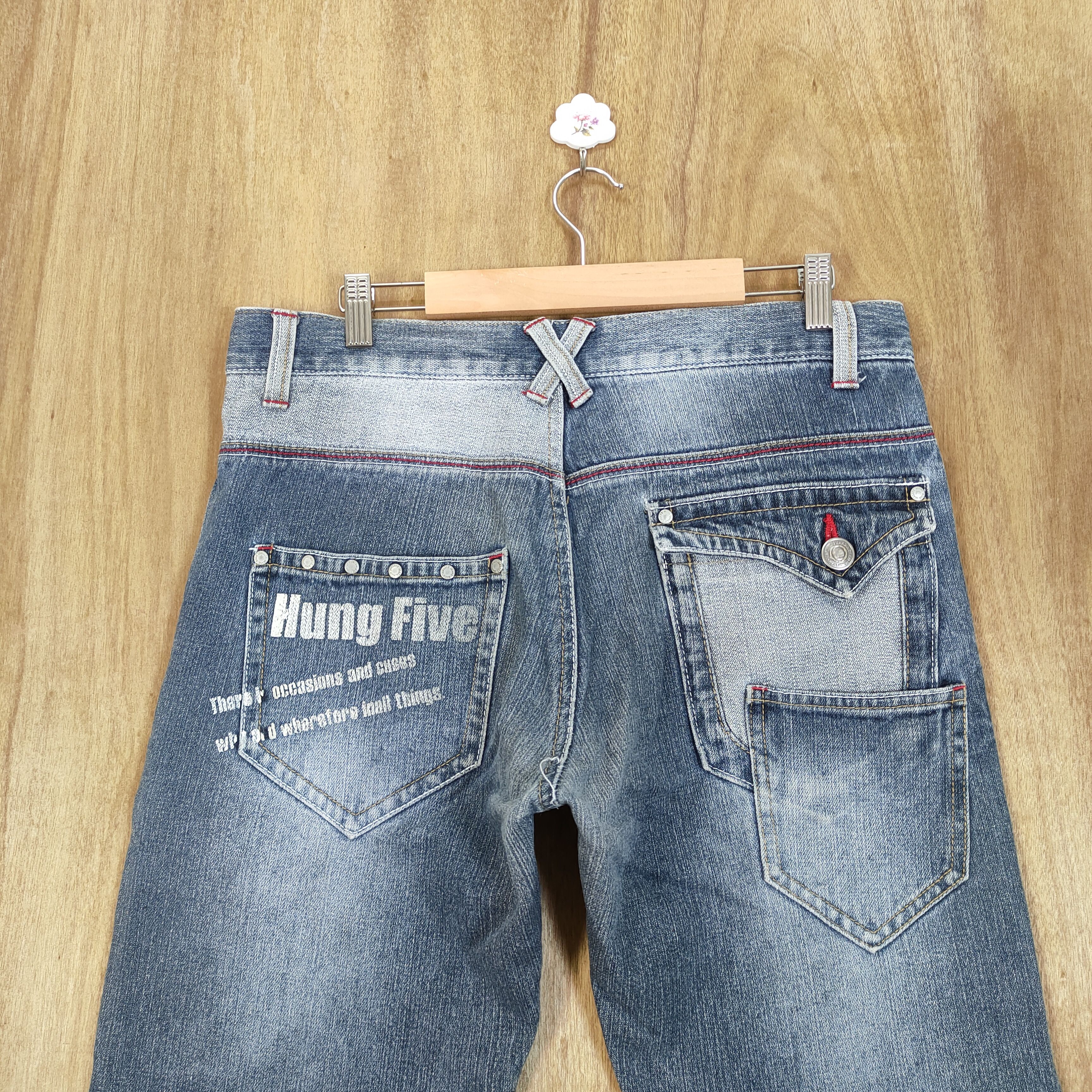 Japanese Brand HUNG FIVE FADED DENIM JEANS CARGO PANTS MULTIPOCKET Size US 32 / EU 48 - 8 Thumbnail