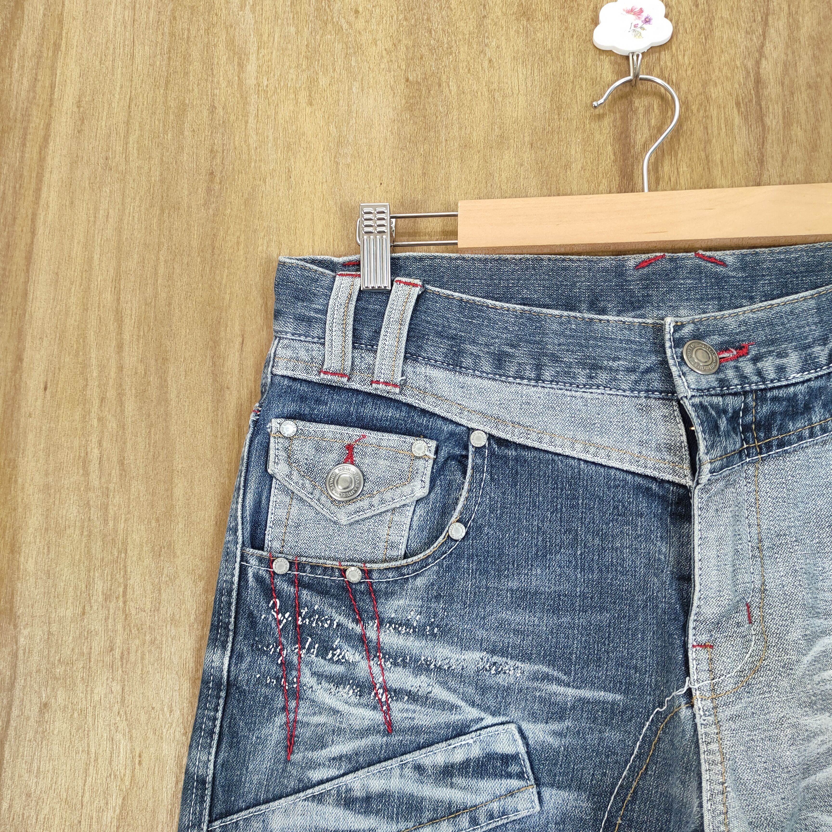 Japanese Brand HUNG FIVE FADED DENIM JEANS CARGO PANTS MULTIPOCKET Size US 32 / EU 48 - 5 Thumbnail