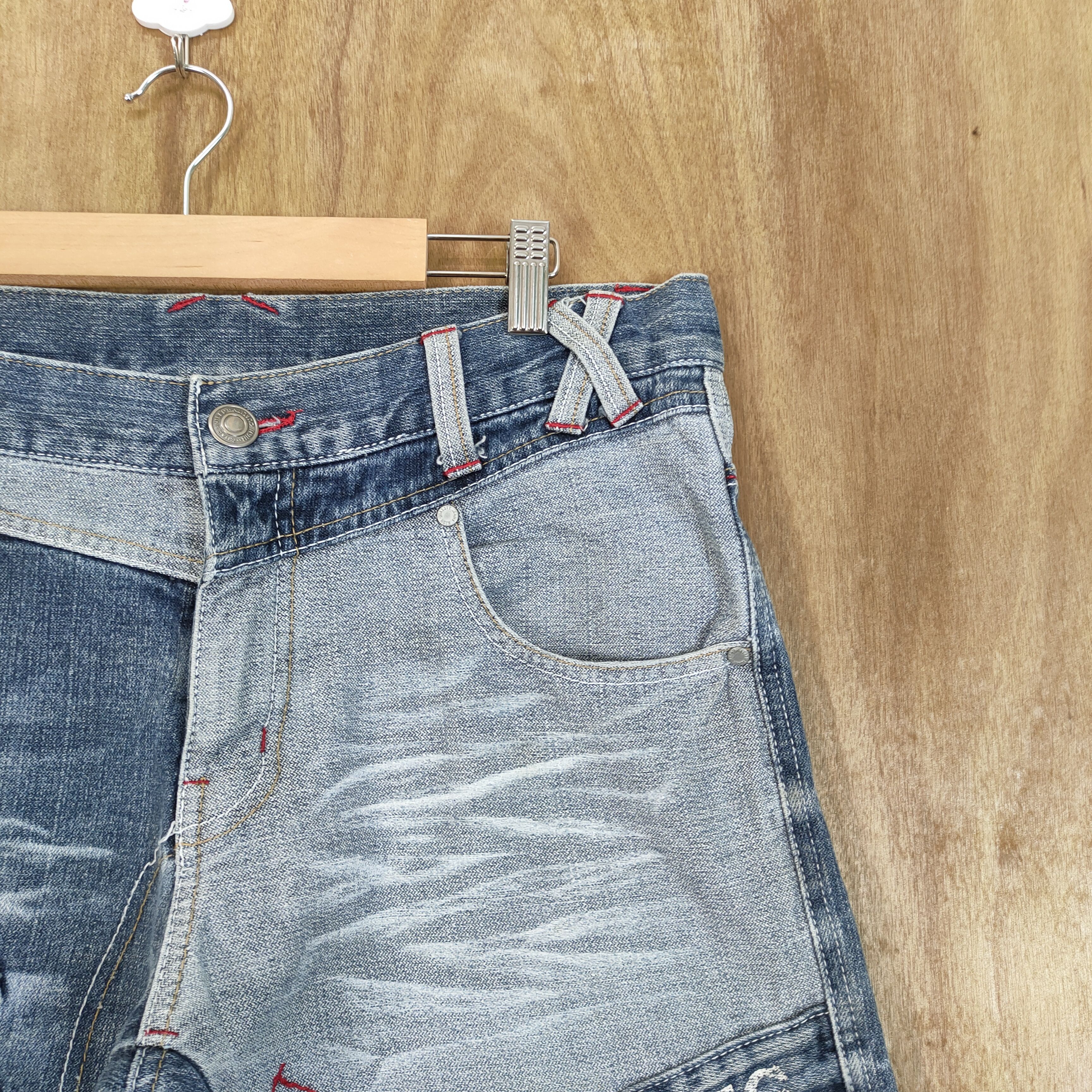 Japanese Brand HUNG FIVE FADED DENIM JEANS CARGO PANTS MULTIPOCKET Size US 32 / EU 48 - 6 Thumbnail