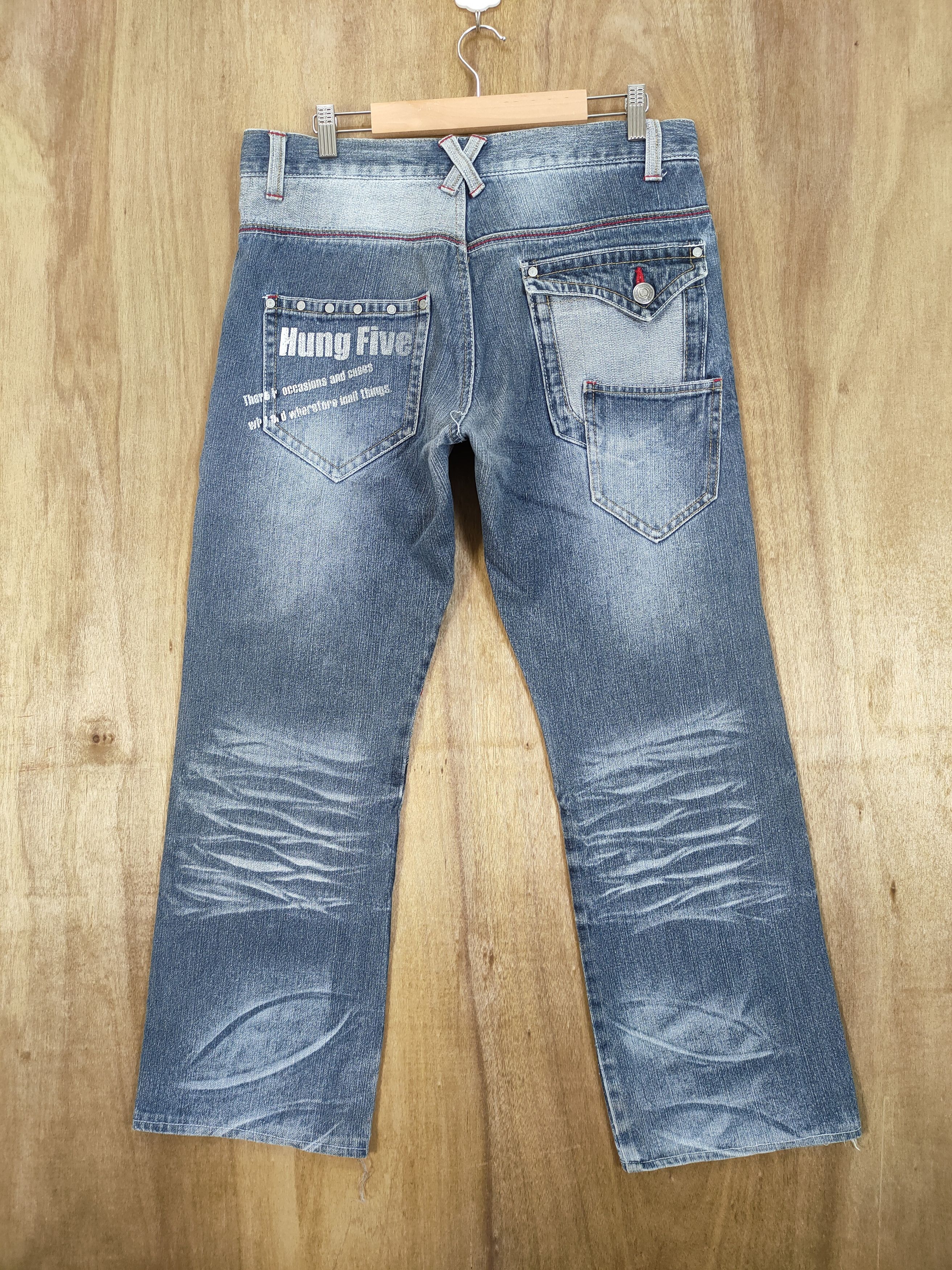 Japanese Brand HUNG FIVE FADED DENIM JEANS CARGO PANTS MULTIPOCKET Size US 32 / EU 48 - 7 Thumbnail